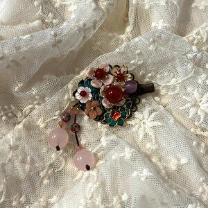 🌸 Enchanted Garden Hair Clip – Petals, Pastels & Poetic Sparkle 💫